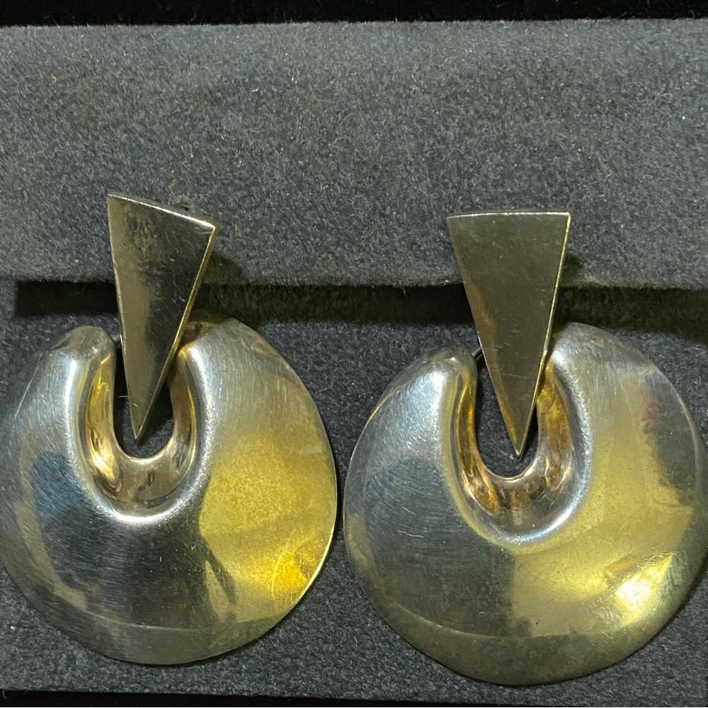 Vintage Sterling Silver Dangle Earrings Door Knocker